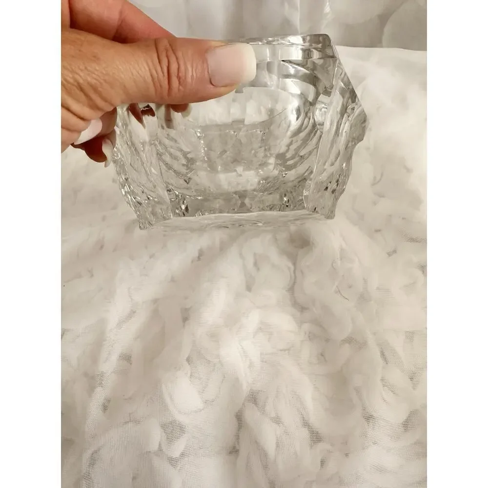 Vintage Lead Crystal MCM Cigarette Ashtray Home Bar Round Heavy Modern